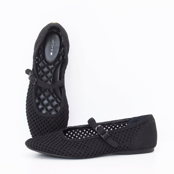 Birdies Black Mary Jane Flats -Hummingbird- Braided Mesh Shoes Size 10M - Picture 1 of 13